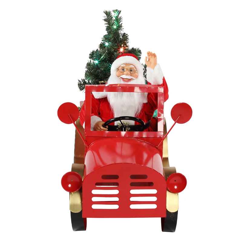 160cm Nhạc phim hoạt hình Santa Clausngồi trên xe tải Đồ trang trí Giáng sinh Bộ sưu tập trang trí kỳnghỉ Bộ chuyển đổi AC