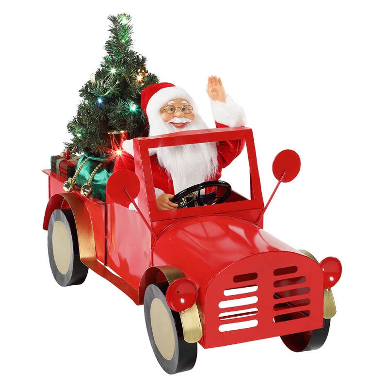 160cm Nhạc phim hoạt hình Santa Clausngồi trên xe tải Đồ trang trí Giáng sinh Bộ sưu tập trang trí kỳnghỉ Bộ chuyển đổi AC