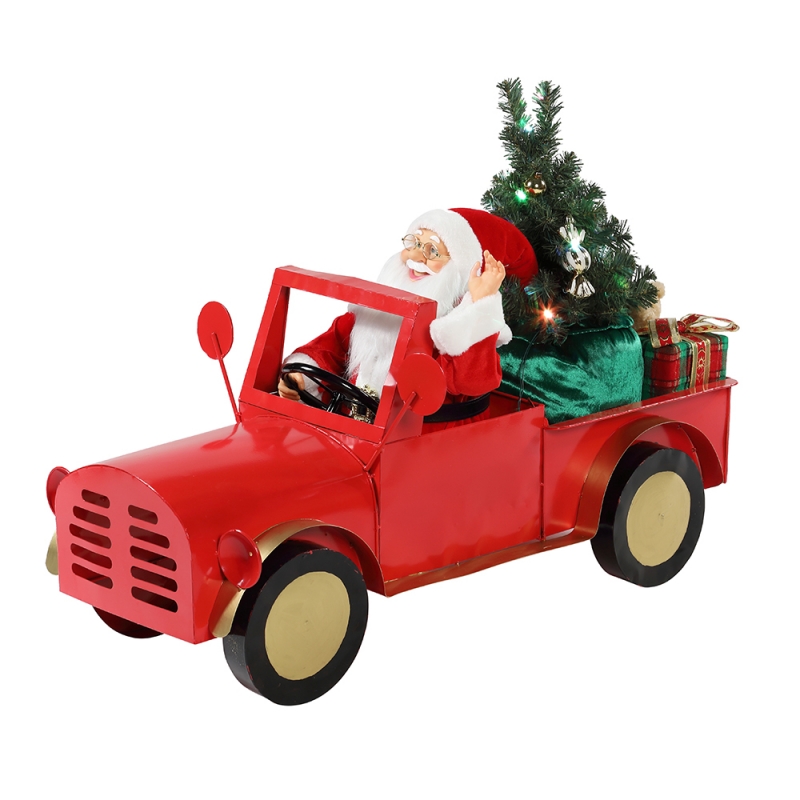 160cm Nhạc phim hoạt hình Santa Clausngồi trên xe tải Đồ trang trí Giáng sinh Bộ sưu tập trang trí kỳnghỉ Bộ chuyển đổi AC