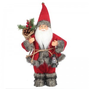 14inch đứng Red Santa Claus Trang trí trang trí Bức tượng với đèn dầu vànón thông trong Lễ hội Giáng sinh Giáng sinh