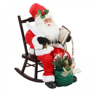 45cm Santa Claus Ngồi trên ghế Viết và đọc sách Trang trí Bức tượng Bộ sưu tập Vải Holiday Lễ hội Tùy chỉnh Mục