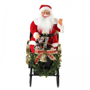 80cm hoạt hình xe Giáng sinh Santa Claus với ánh sáng trang trí âmnhạc trang trí kỳnghỉ bộ sưu tập bức tượng Xmas truyền thống