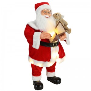 80cm hoạt hình Giáng sinh viết Santa Claus với ánh sáng trang trí âmnhạc trang trí bộ sưu tập bức tượng kỳnghỉ truyền thống